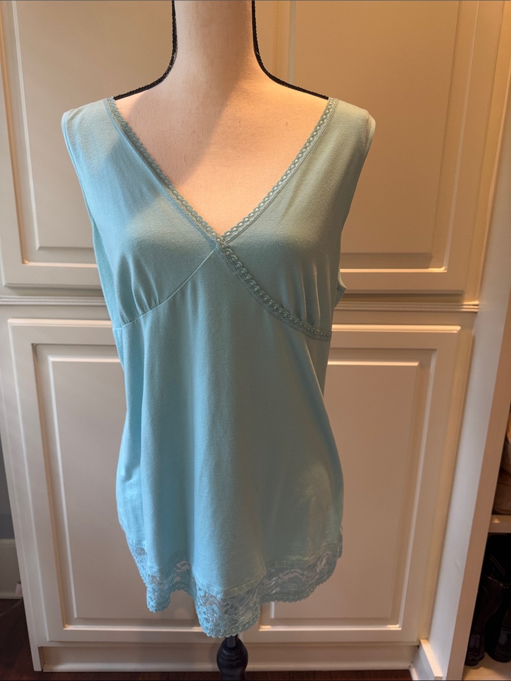 Apostrophe Light Blue Lace-Trim V-Neck Chemise